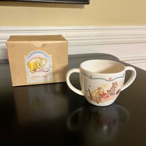 Vintage NIB Disney’s Winnie the Pooh child’s porcelain mug 3”with double handles